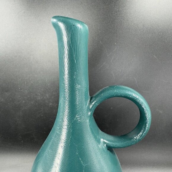 Vintage Mid Century Pottery Jug Vase Bottle Painted Green Ceramic Vase Decor VTG - Picture 7 of 13